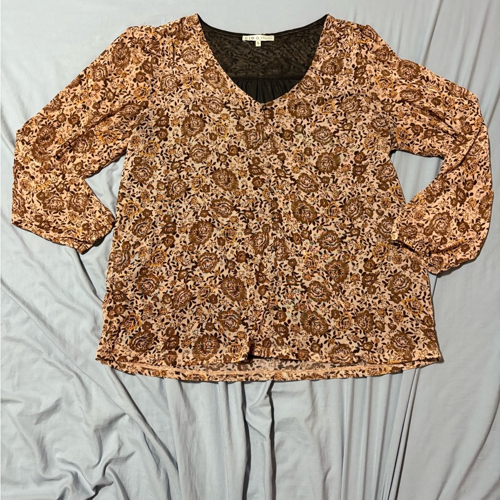 Cleo Floral Print Women's Top size xl
